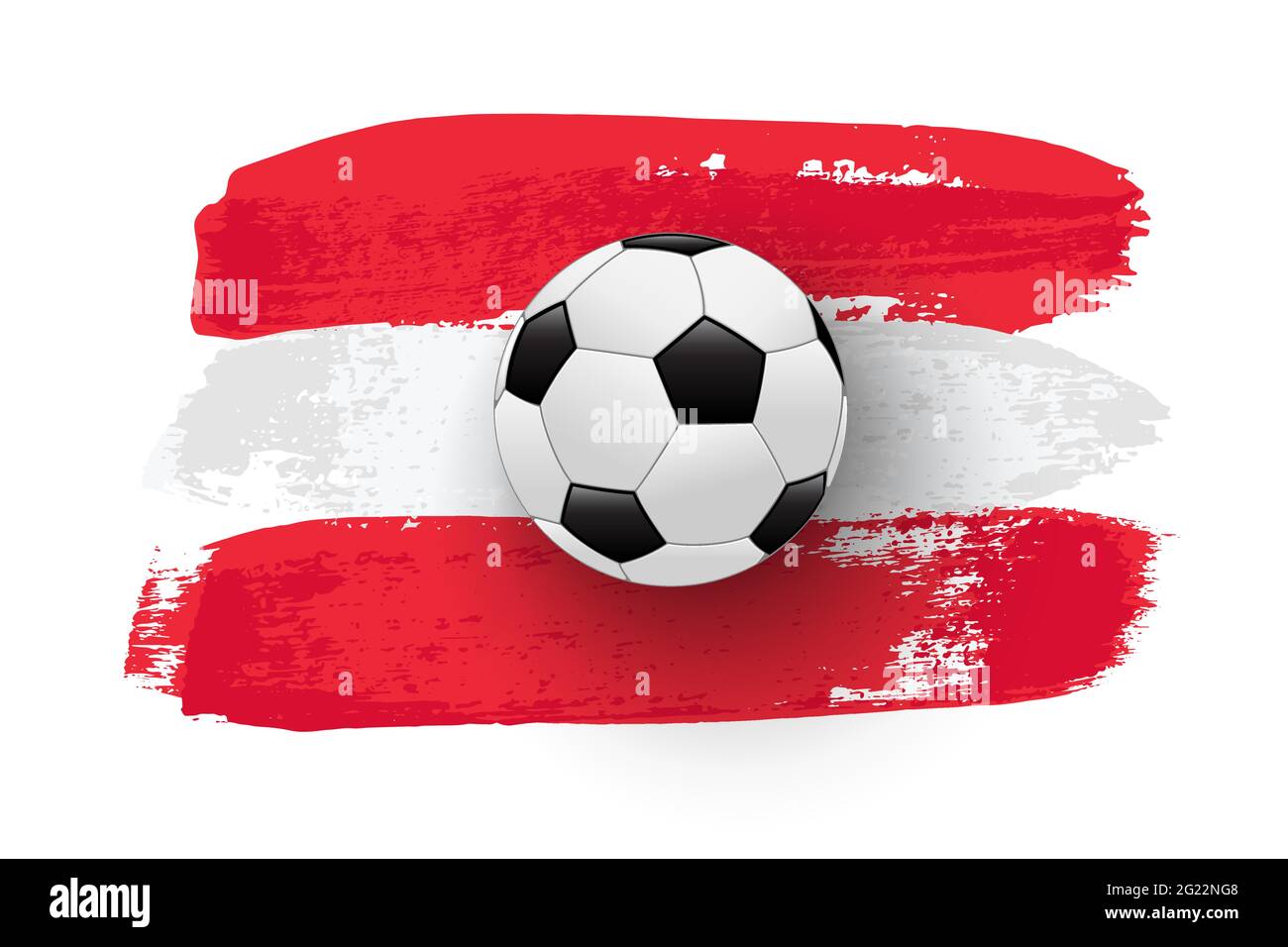Ballon de football réaliste sur le drapeau de l'Autriche fait de coups de pinceau. Élément de conception de football vectoriel Illustration de Vecteur