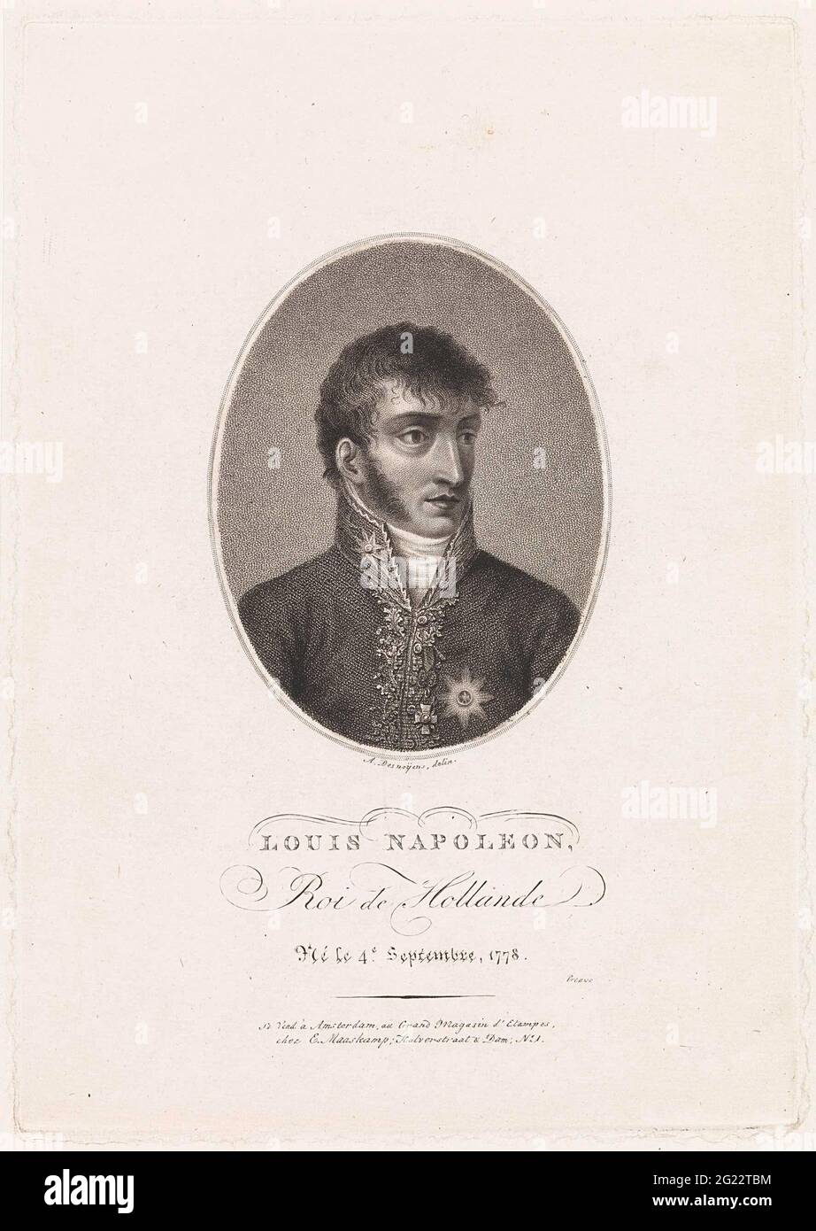 Portrait de Lodewijk Napoléon Bonaparte, roi de Hollande. Il porte une étoile de l'ordre de l'Union. Banque D'Images