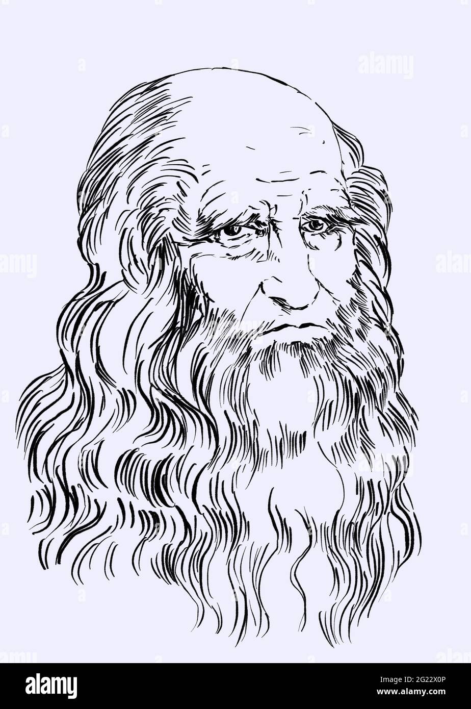 Portrait de Léonard de Vinci Banque D'Images