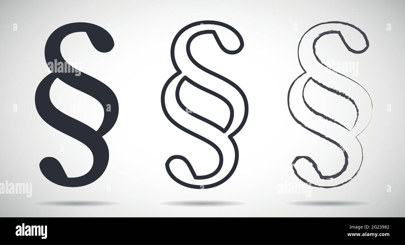 Trois icônes de paragraphe différentes pour les symboles vectoriels de loi et d'ordre Illustration de Vecteur