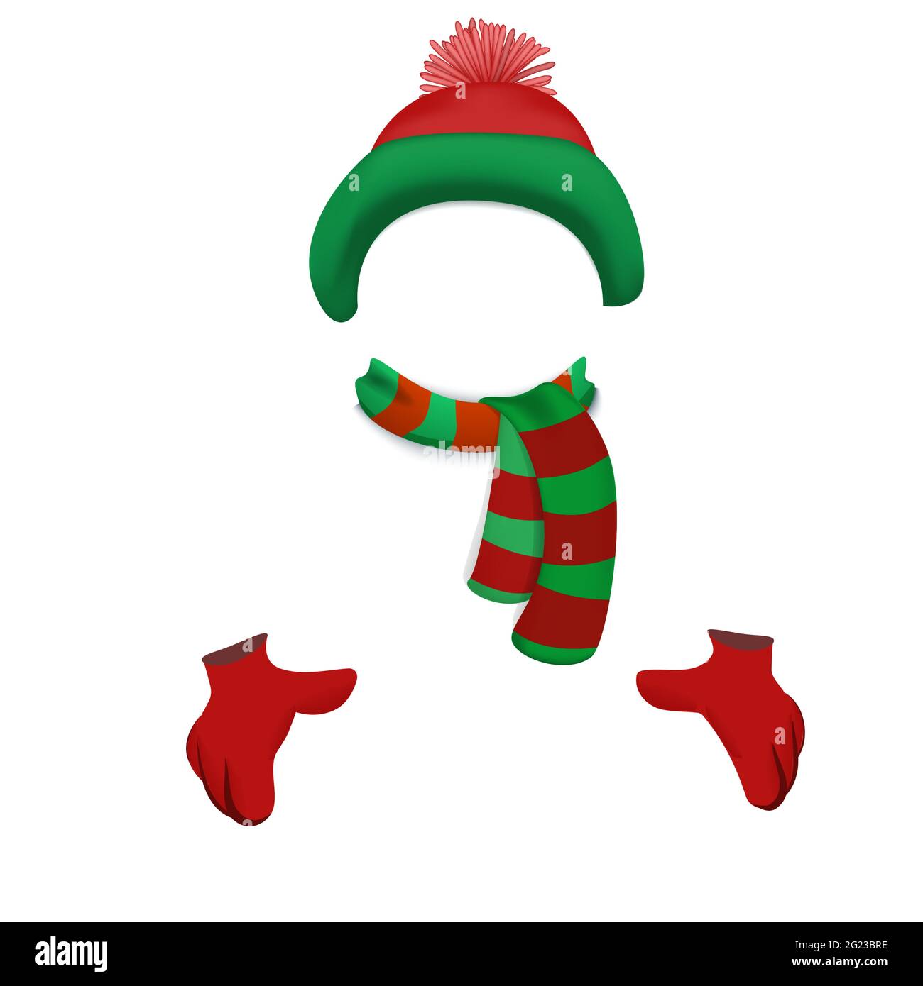 Bonnet, écharpe et gants colorés pour enfants aux couleurs traditionnelles  de Noël. Illustration vectorielle. Chapeau d'hiver chaud avec pompon isolé  sur fond blanc Image Vectorielle Stock - Alamy