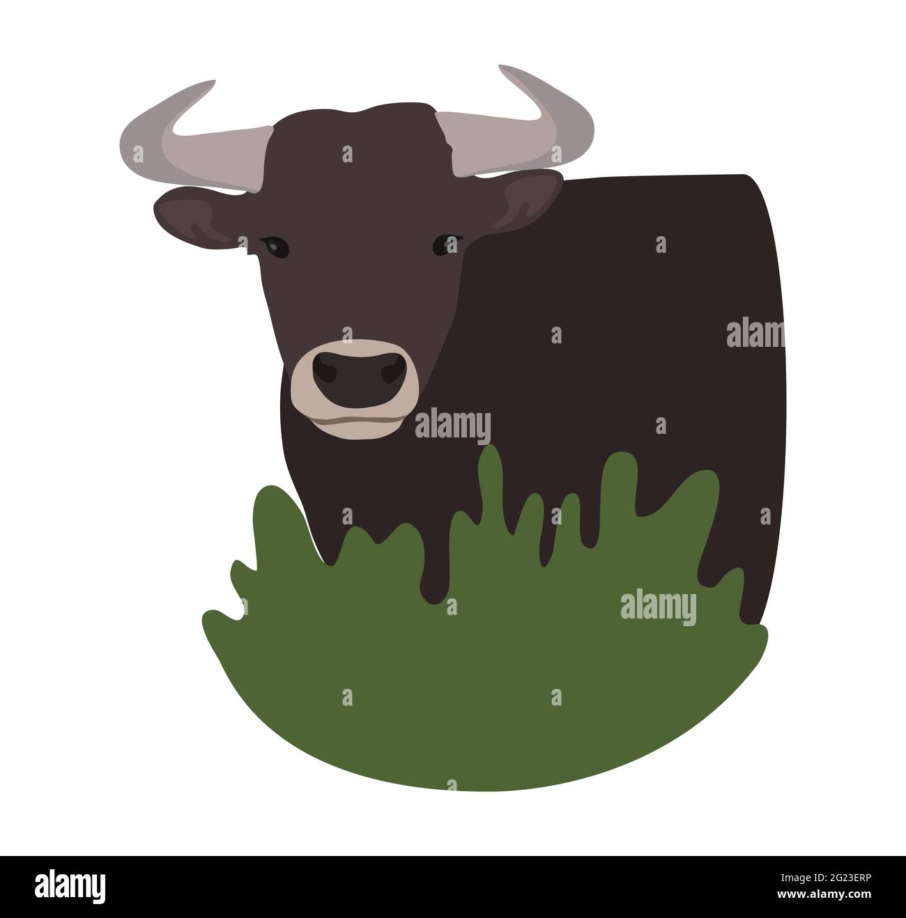 Illustration vectorielle de l'icône du logo Bull et GRASS Illustration de Vecteur
