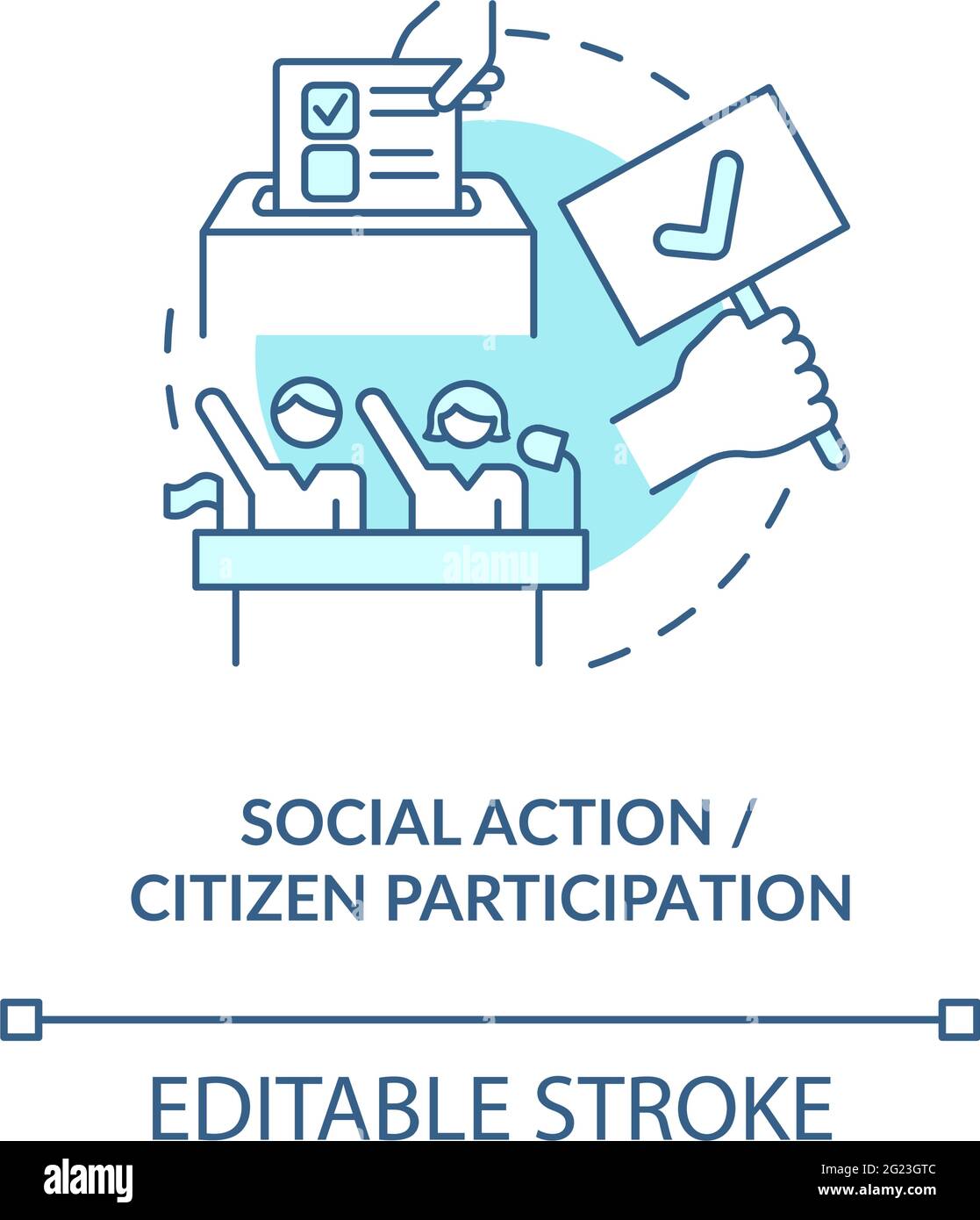 Icône de concept d'action sociale et de participation citoyenne Illustration de Vecteur