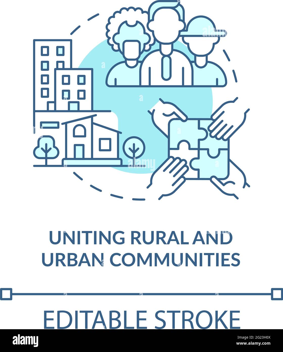 Icône du concept d'Union des communautés rurales et urbaines Illustration de Vecteur