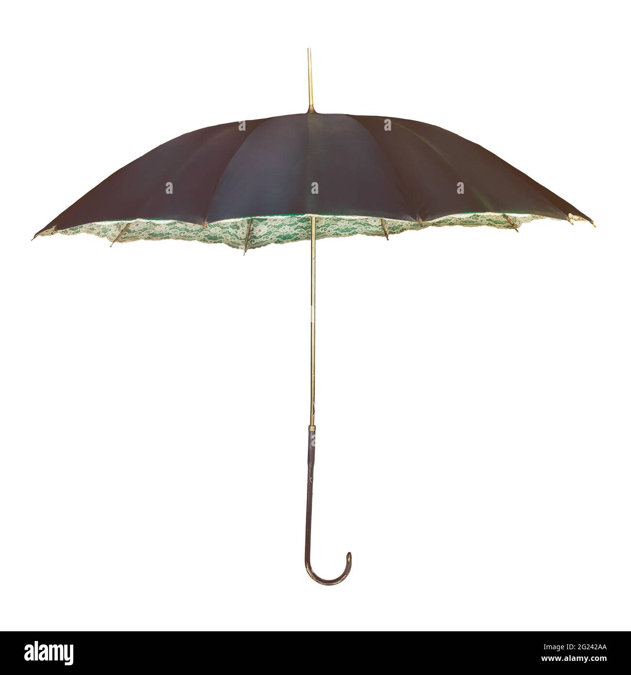 Parapluie vintage avec décoration intérieure romantique de fleur isolée sur un fond blanc Banque D'Images