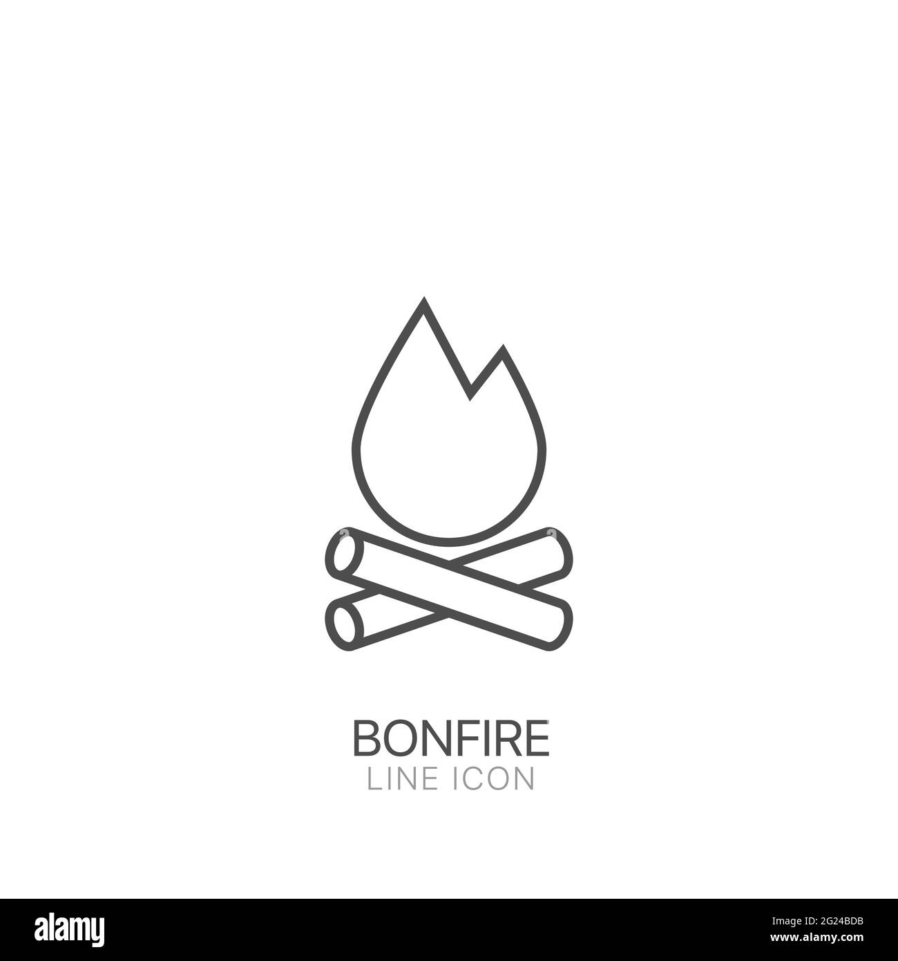 Icône de vecteur simple de contour de feu de joie. Contour modifiable Illustration de Vecteur