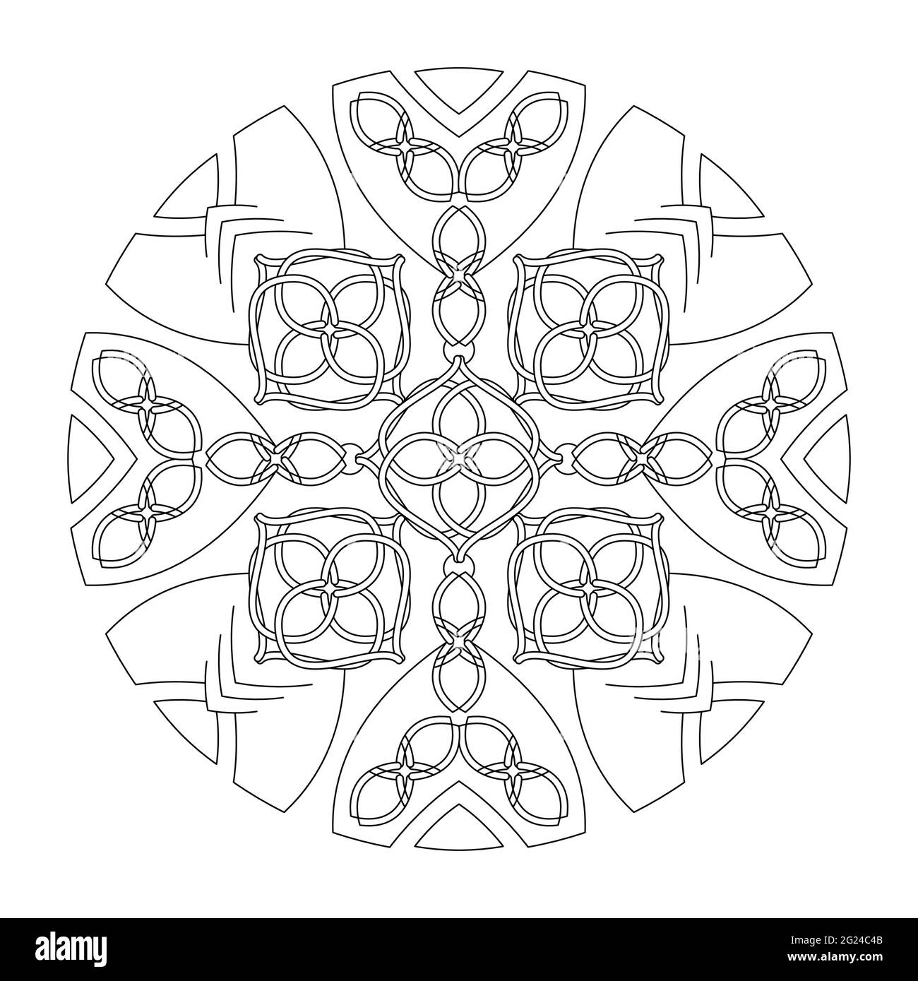 Page de coloriage Mandala. Résumé. Art thérapie. Anti-stress. Illustration vectorielle noir et blanc. Illustration de Vecteur