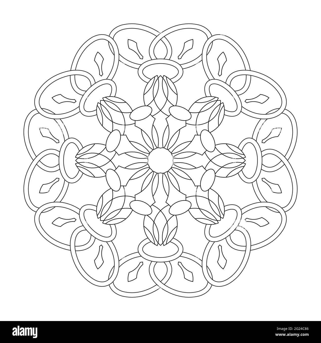 Page de coloriage Mandala. Résumé. Art thérapie. Anti-stress. Illustration vectorielle noir et blanc. Illustration de Vecteur