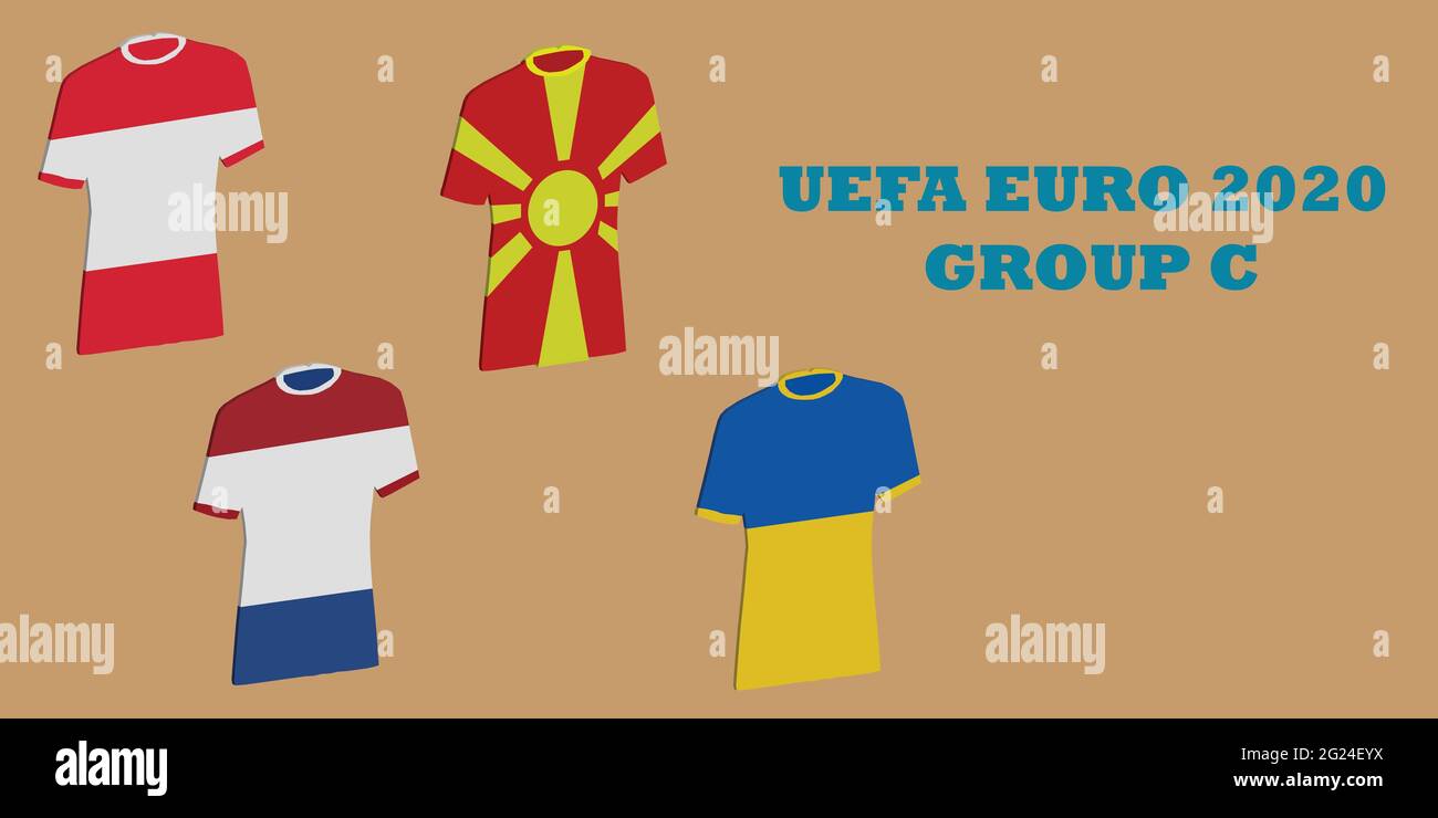 UEFA Euro 2020 Tournament Group C. Team divisé par groupe. Maillot qui accrode au pays qui jouera à l'Euro 2020 de l'UEFA Illustration de Vecteur