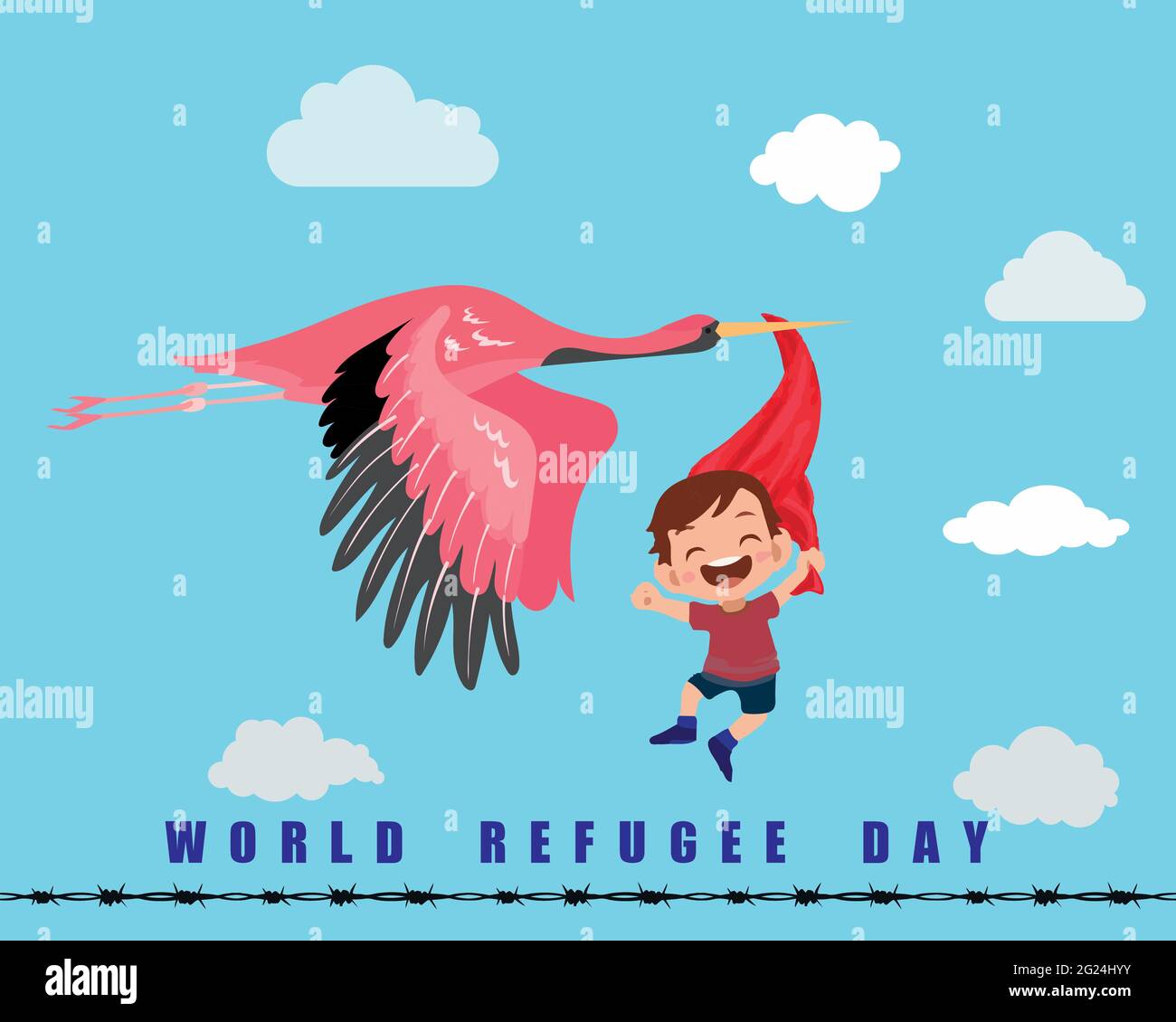 Journée mondiale des réfugiés 20 juin Journée internationale des migrants vecteur de liberté syrie garçon alan Illustration de Vecteur