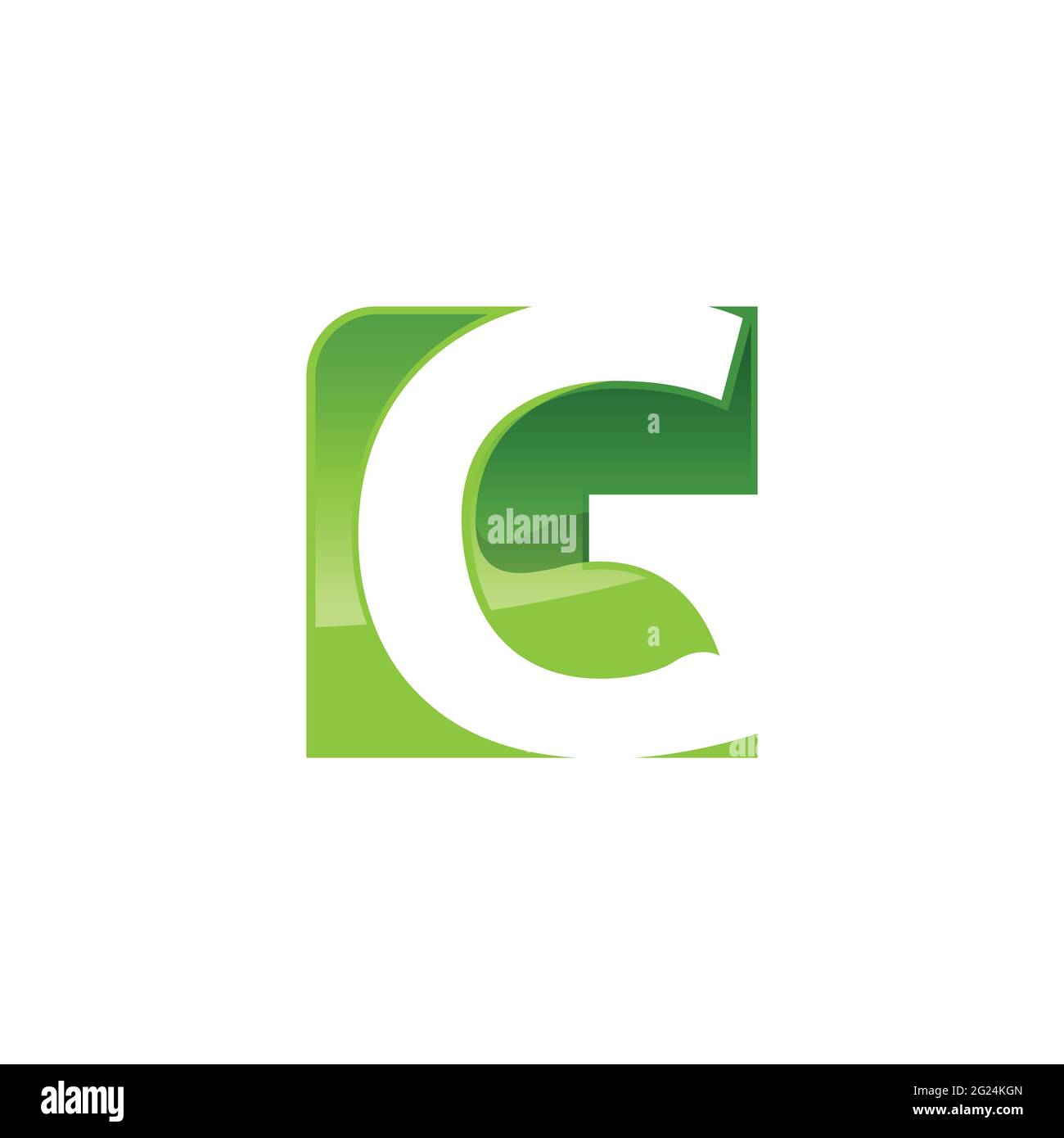 Concept de logo G de la lettre initiale de la feuille verte. Lettre G logo thème vert nature avec feuille incorporé Illustration de Vecteur