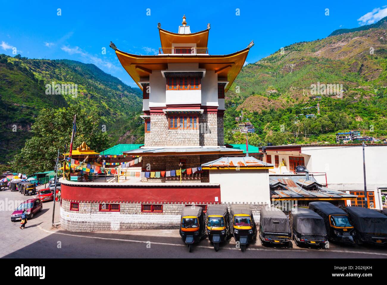 Le temple de Rampur Bodh est un temple bouddhiste situé dans la ville de Rampur Bushahr, État de l'Himachal Pradesh en Inde Banque D'Images