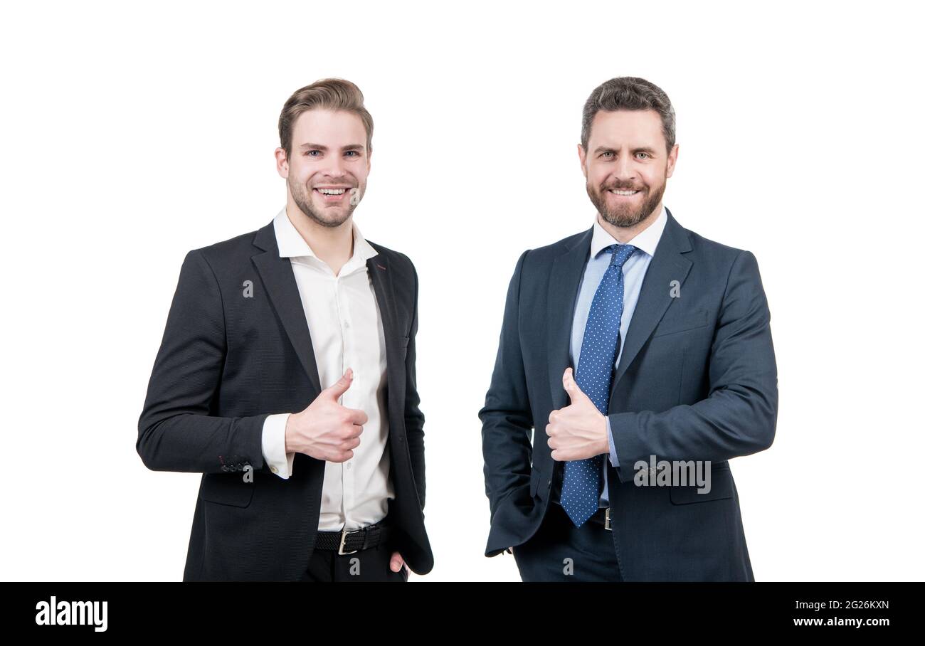 experts ambitieux de collègues, deux hommes en costume formel, les hommes d'affaires isolés sur blanc. Banque D'Images