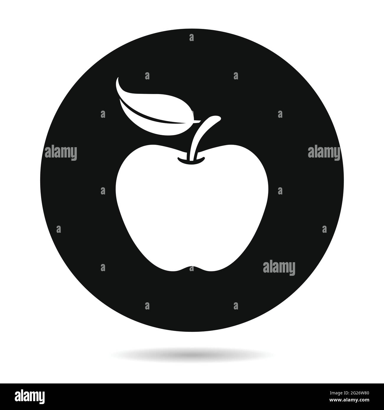 Icône Apple, illustration vectorielle isolée, signe noir et blanc dessiné à la main, symbole. Illustration de Vecteur