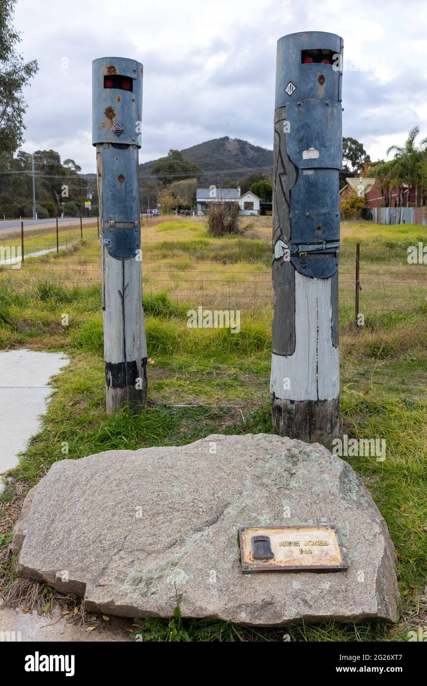 Ned Kelly est une bushranger près de Glenrowan Inn sur Siege St. Banque D'Images