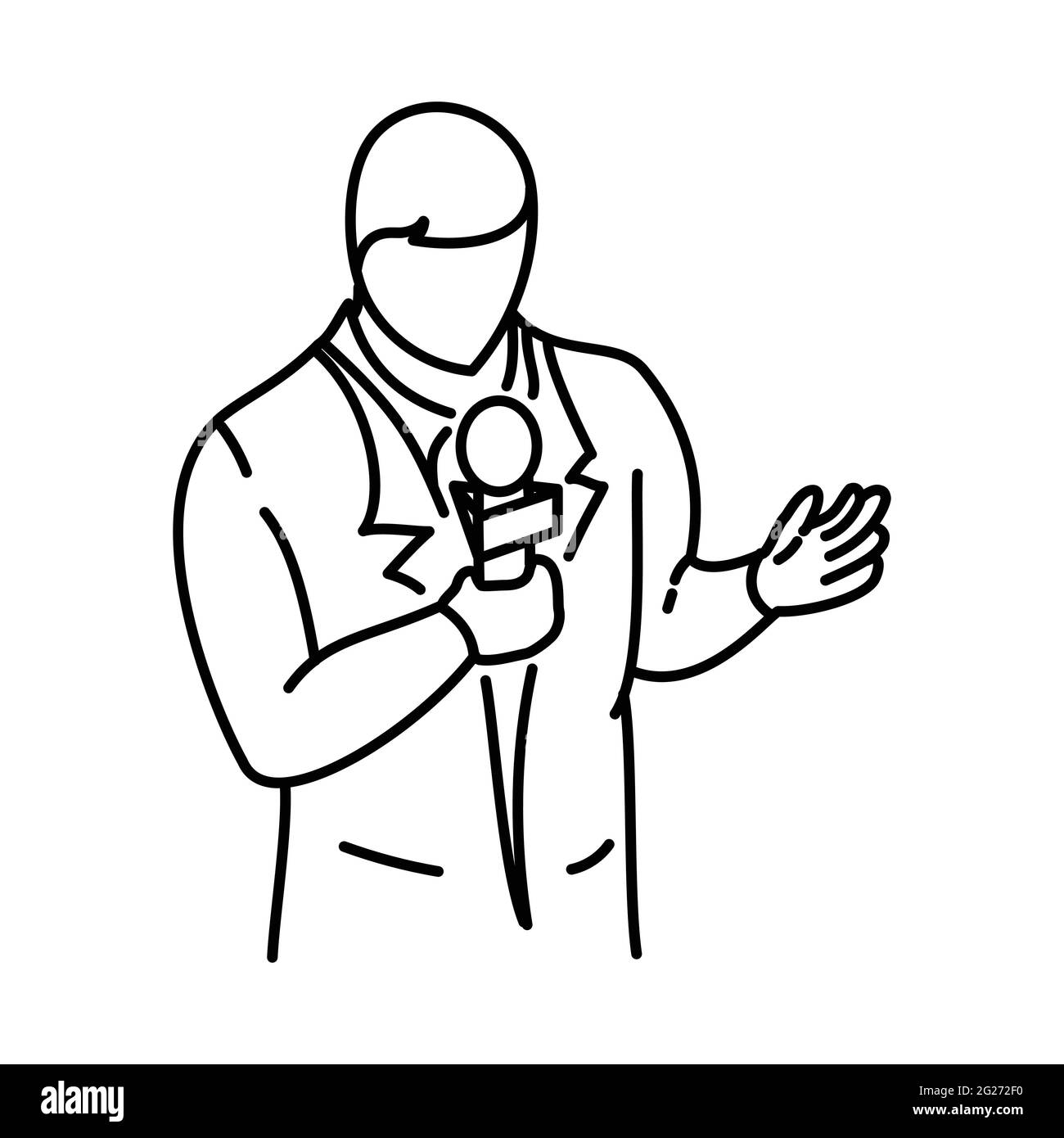 Anchorman fait partie des activités de radiodiffusion jeu d'icônes vectorielles dessinées à la main. Illustration de Vecteur