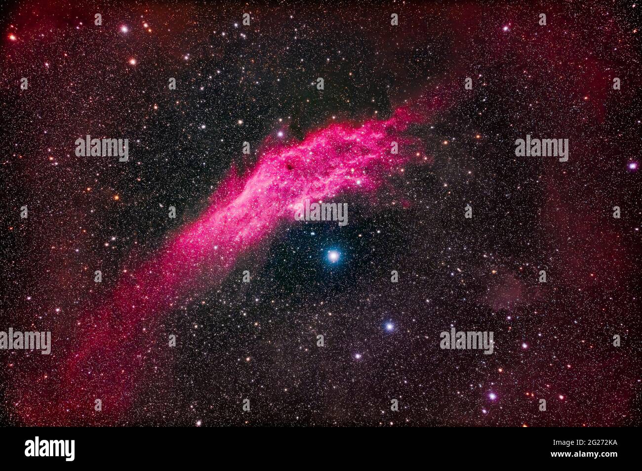 NGC 1499, la nébuleuse de Californie, à Perseus. Banque D'Images