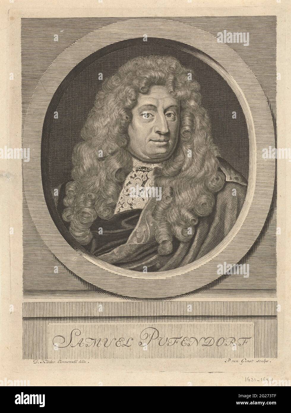 Portrait de Samuel von Pufendorf. Samuel von Pufendorf, philosophe juridique et professeur de droit international et de nature à l'Université de Heidelberg. Banque D'Images