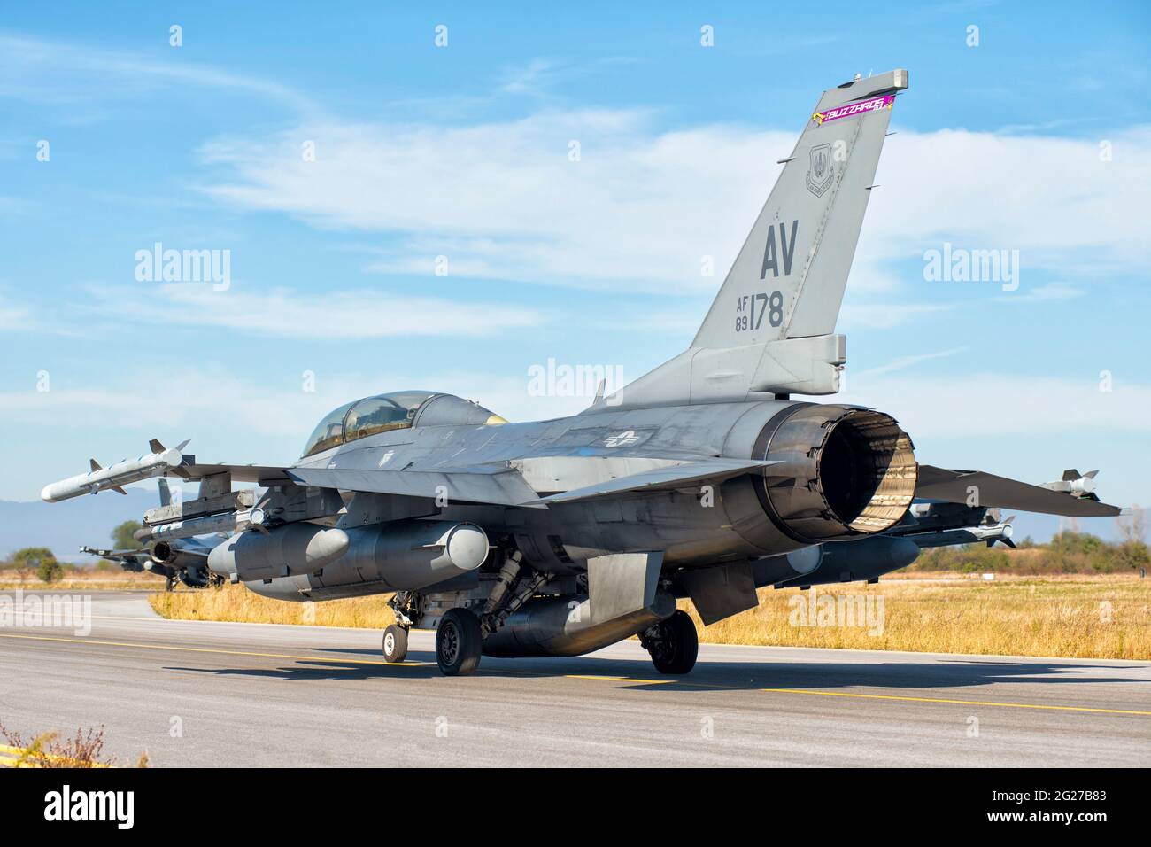 Faucon de combat F-16CM/DM de la US Air Force opérant à partir de la base aérienne de Graf Ignatievo, en Bulgarie. Banque D'Images