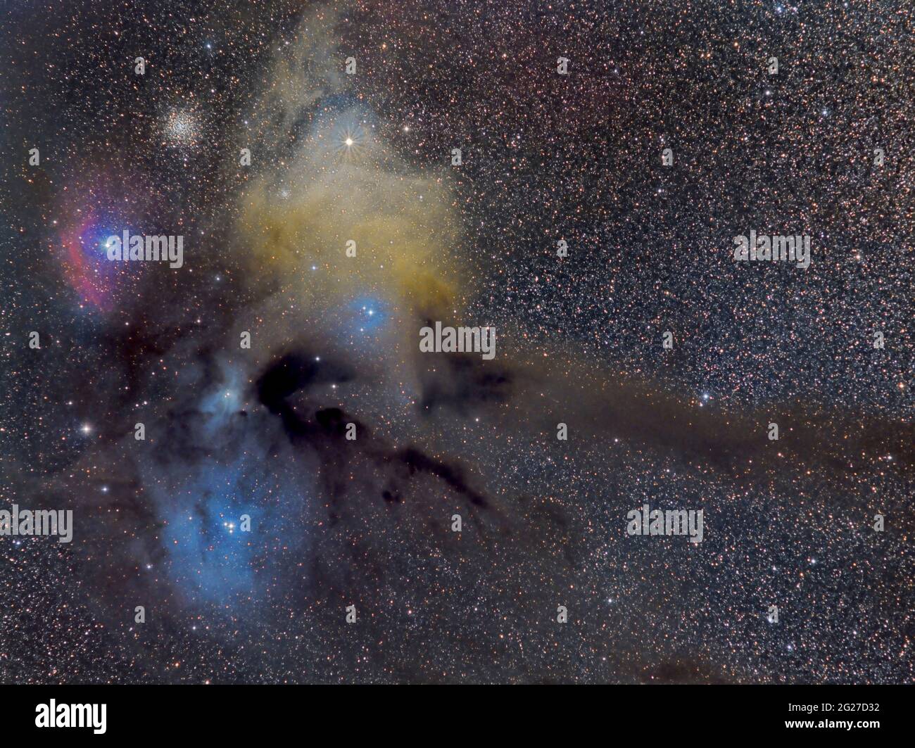 Complexe de nuages Rho Ophiuchi & Antares à Scorpius. Banque D'Images