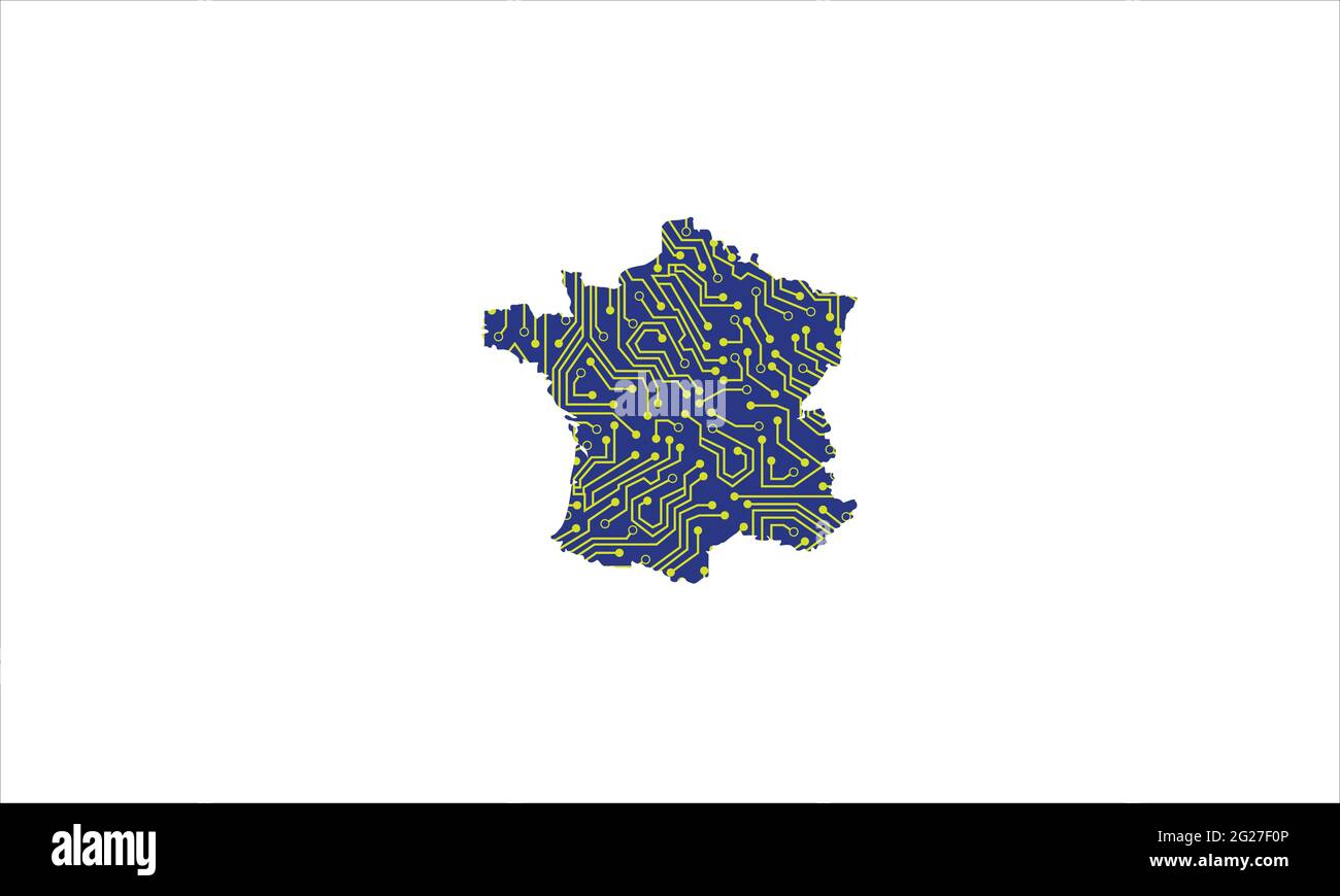 France carte logo TECH du pays maillage géométrique design rond technologie réseau Internet concept de télécommunication illustration d'icône vectorielle. Illustration de Vecteur