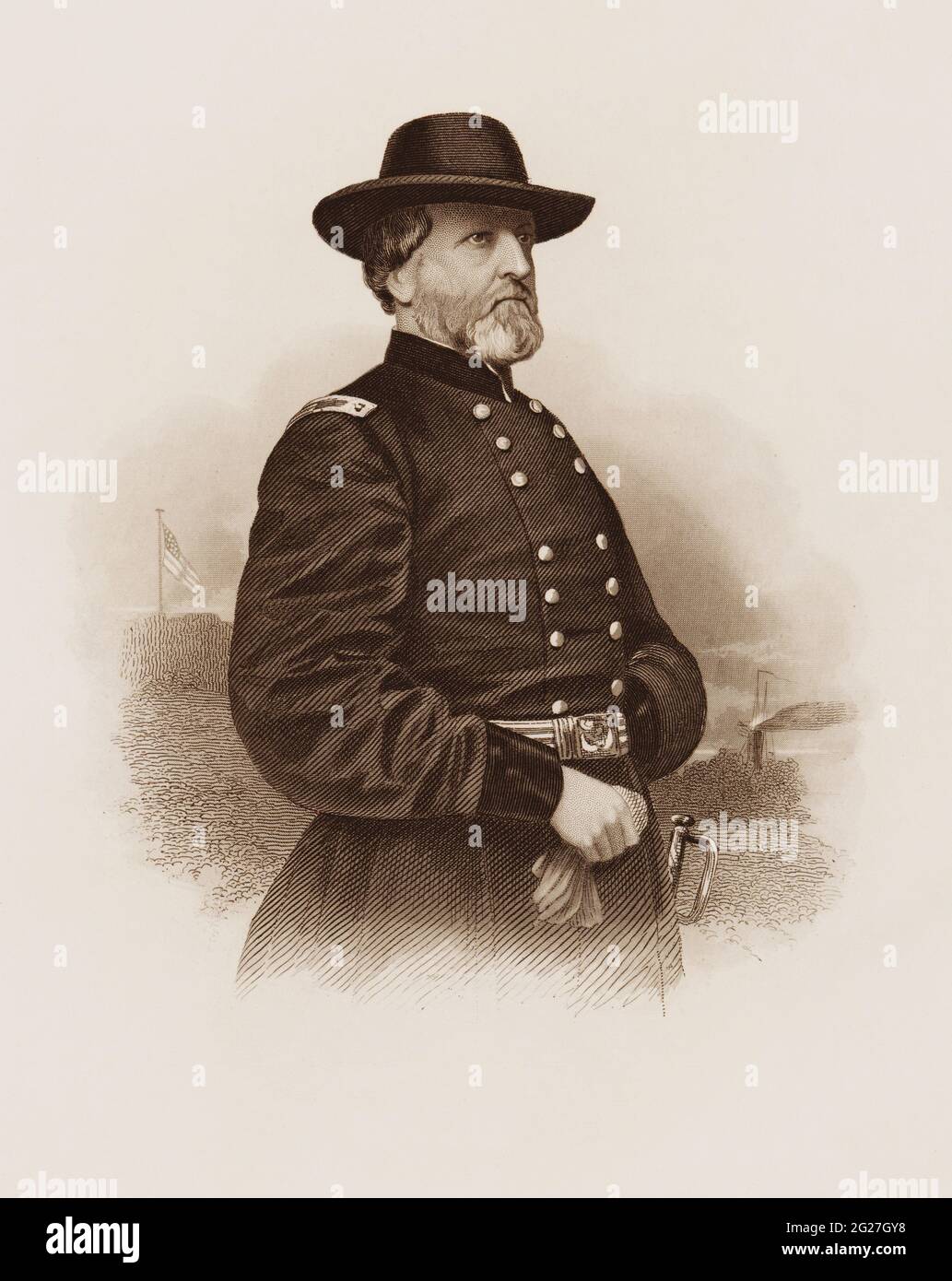 Portrait de George Henry Thomas qui a servi dans l'armée américaine et comme général de l'Union dans la guerre civile américaine. Banque D'Images