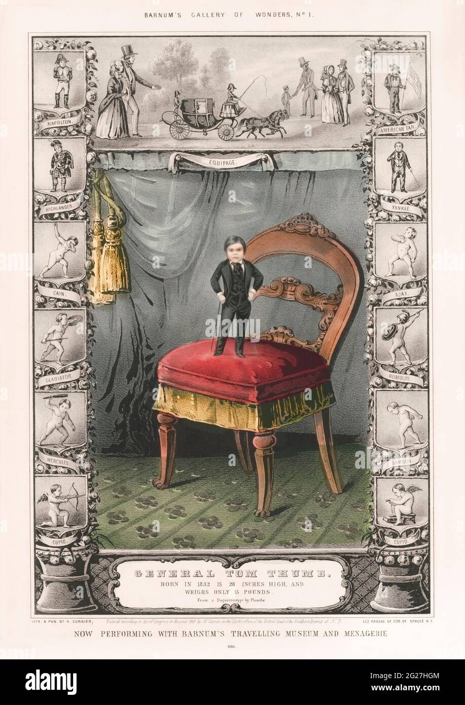 Le général Tom Thumb, un nain qui a joué pour P.T. Le cirque de Barnum. Banque D'Images Le général Tom Thumb, un nain qui a joué pour P.T. Le cirque de Barnum. Banque D'Images