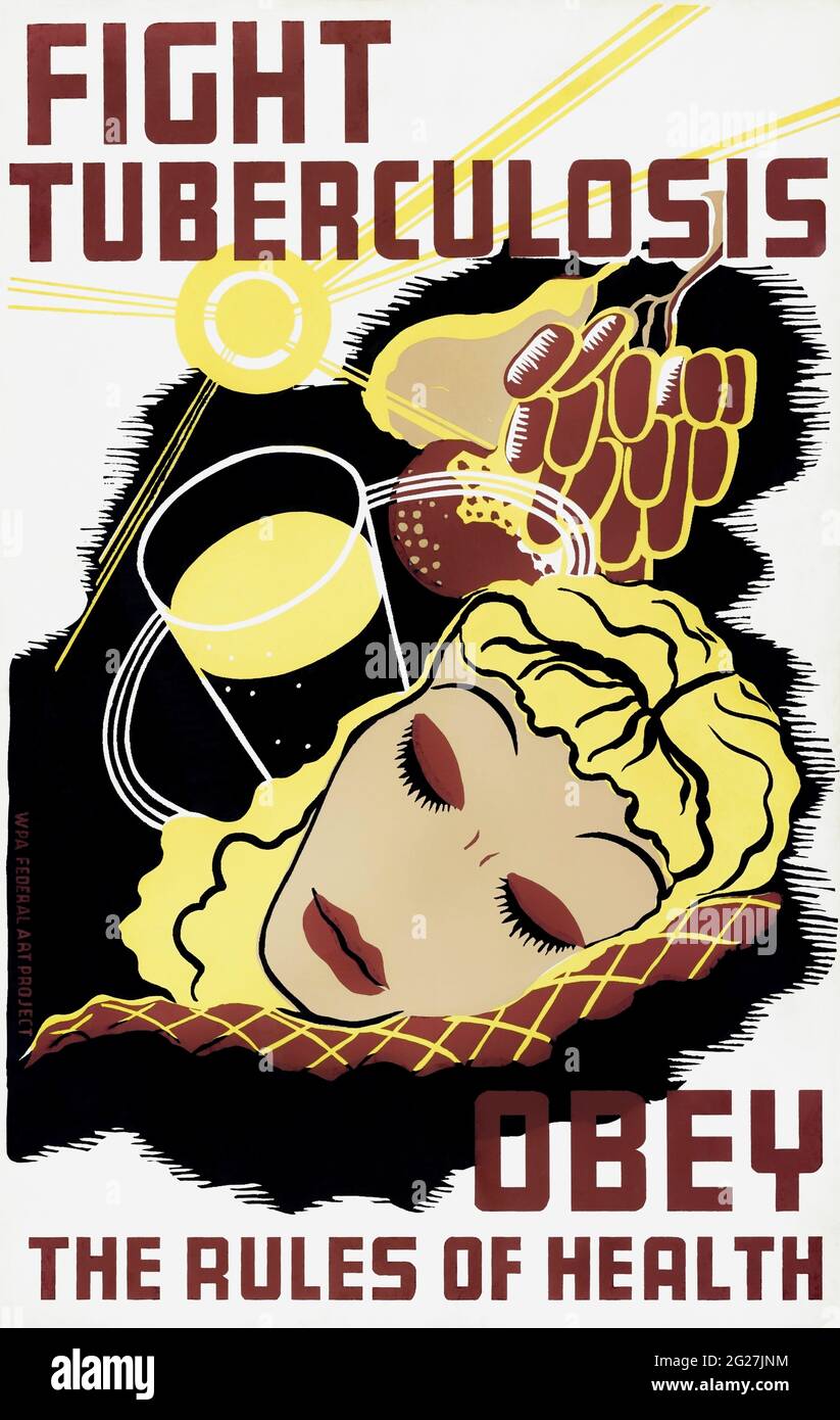 imprimé du xxe siècle pour sensibiliser les gens à la tuberculose et prévenir une éclosion. Banque D'Images