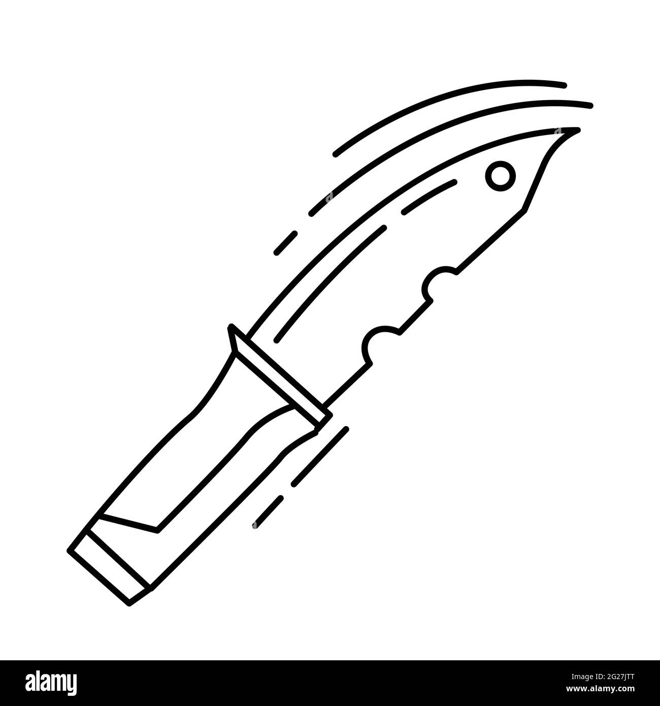 Couteau d'aventure de randonnée, voyage, camping. Dessin d'icône à la main, contour noir, icône de vecteur d'icône de doodle Illustration de Vecteur