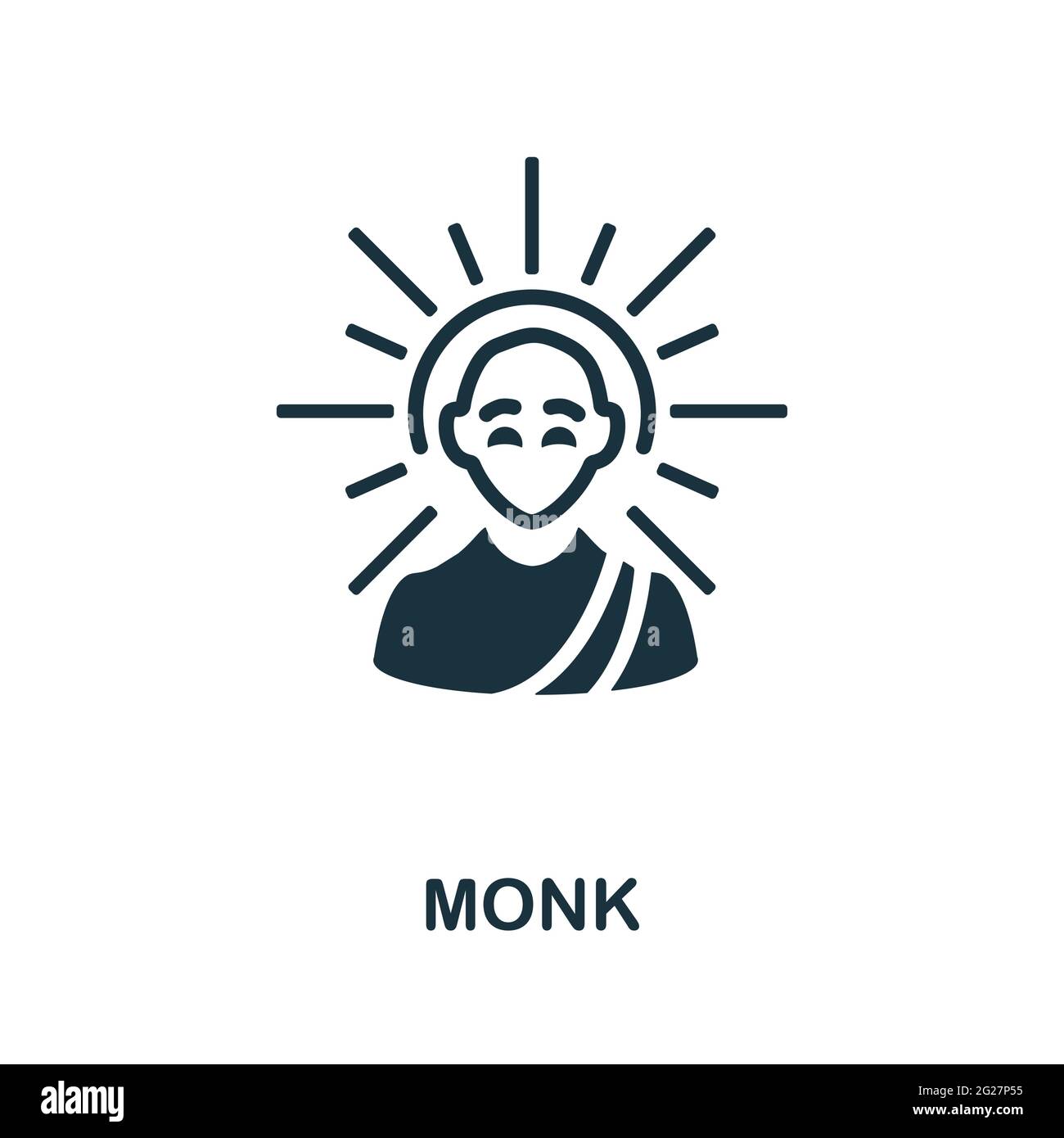 Icône Monk. Élément simple monochrome de la collection fortune Teller. Icône Creative Monk pour la conception Web, les modèles, les infographies et bien plus encore Illustration de Vecteur