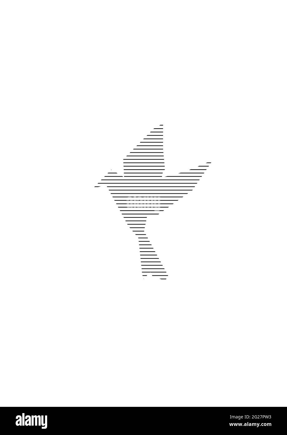 Icône représentant un oiseau abstrait. Lignes noires sur fond blanc Banque D'Images