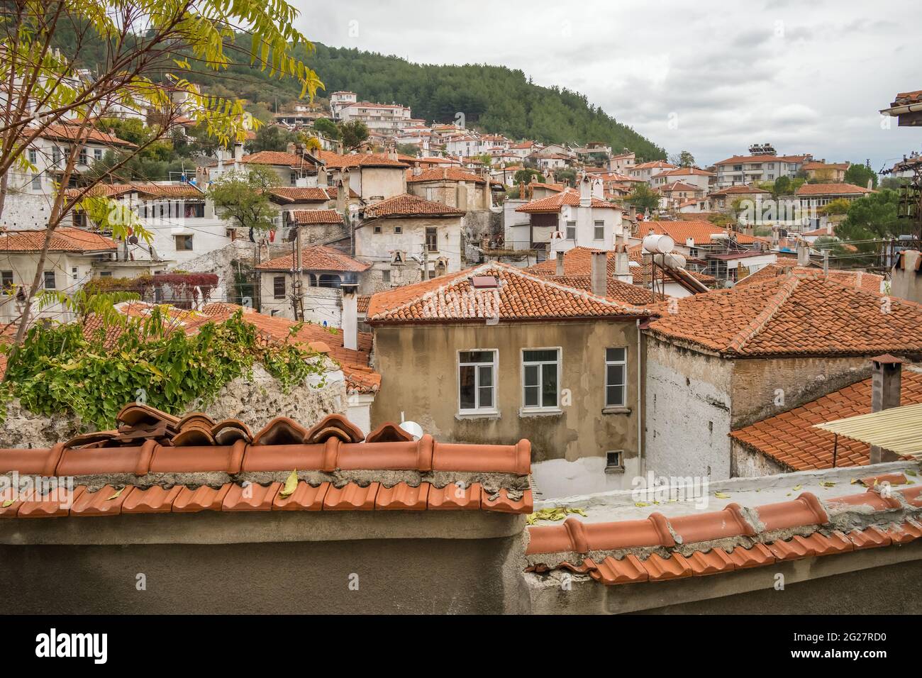 Maisons anciennes dans la vieille ville de Mugla, Turquie Banque D'Images