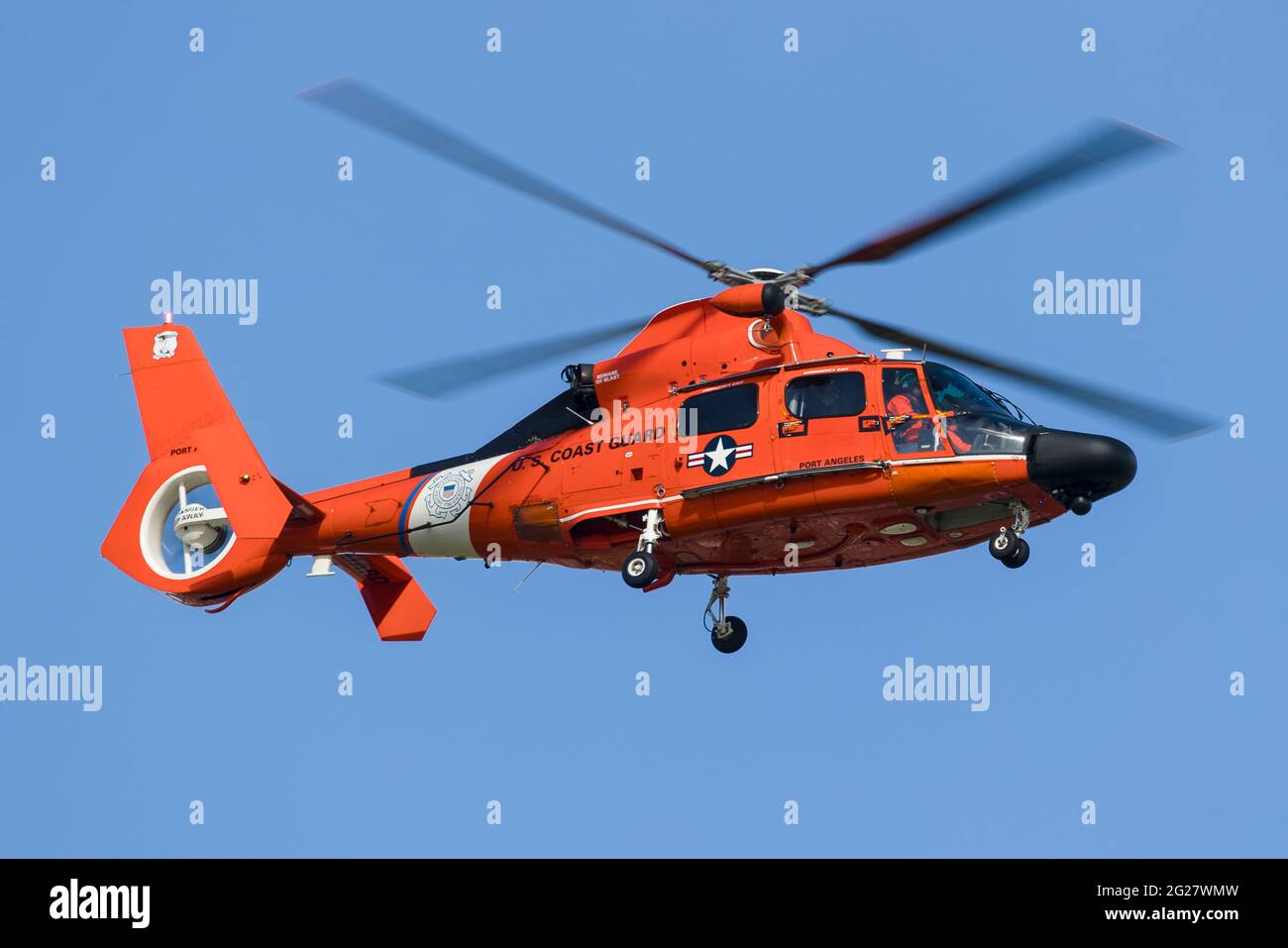 Un dauphin MH-65 de la Garde côtière américaine. Banque D'Images