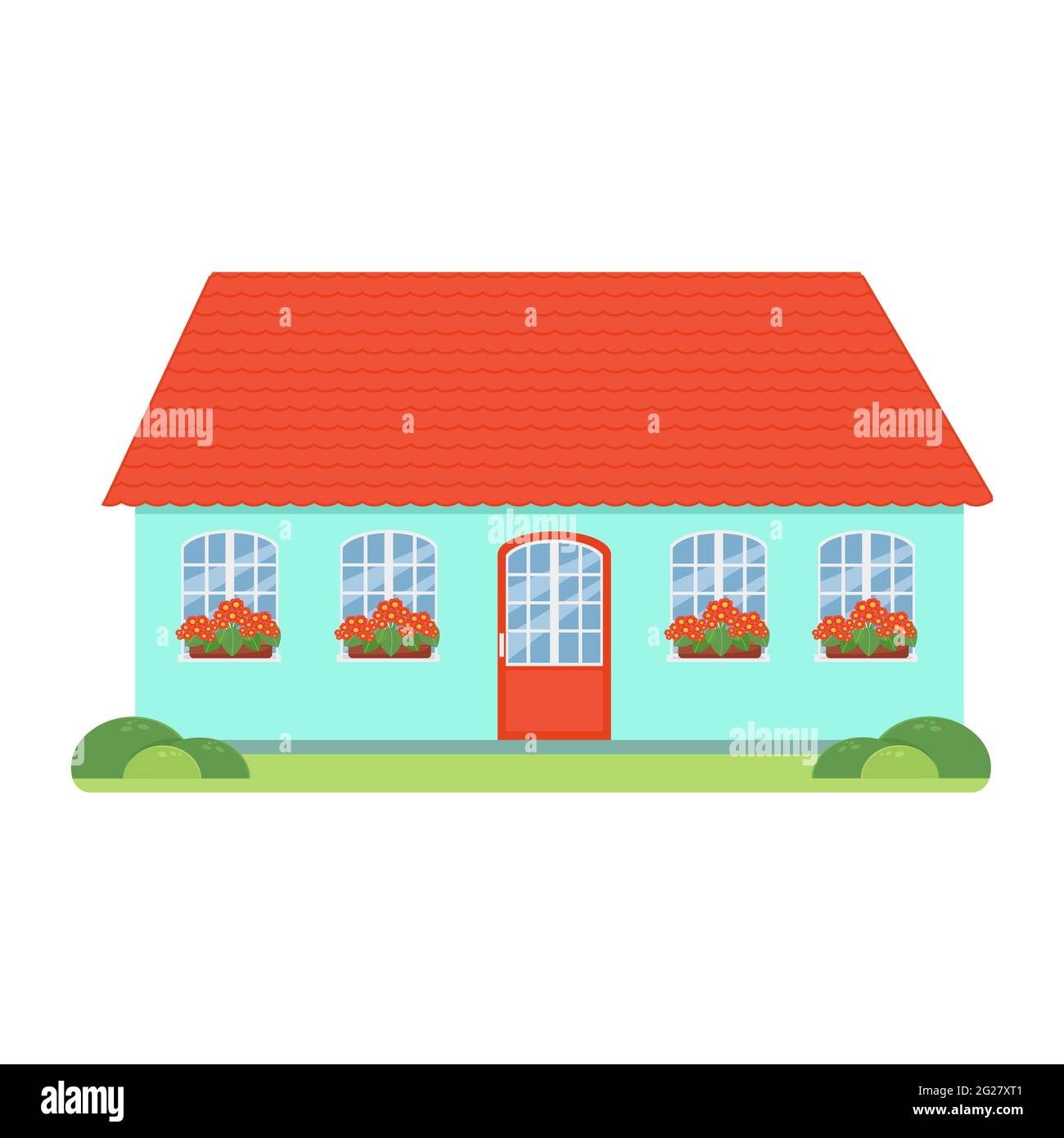 Illustration vectorielle de maison de famille de style plat, dessin animé isolé. Jolie maison confortable Illustration de Vecteur