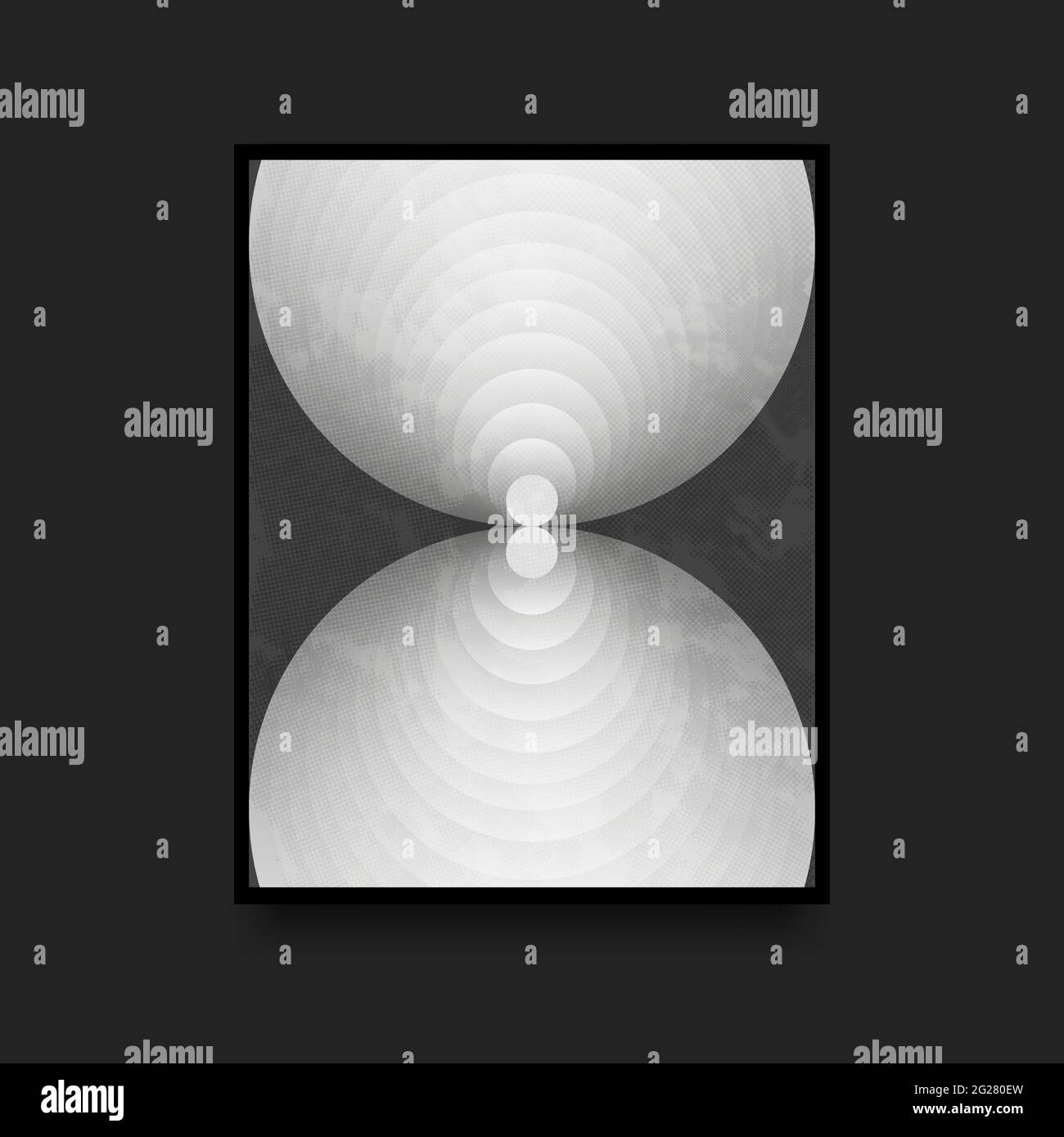 Affiche graphique en noir et blanc de style suisse. Illusion optique. Réflexion de cercles. Illustration vectorielle Illustration de Vecteur
