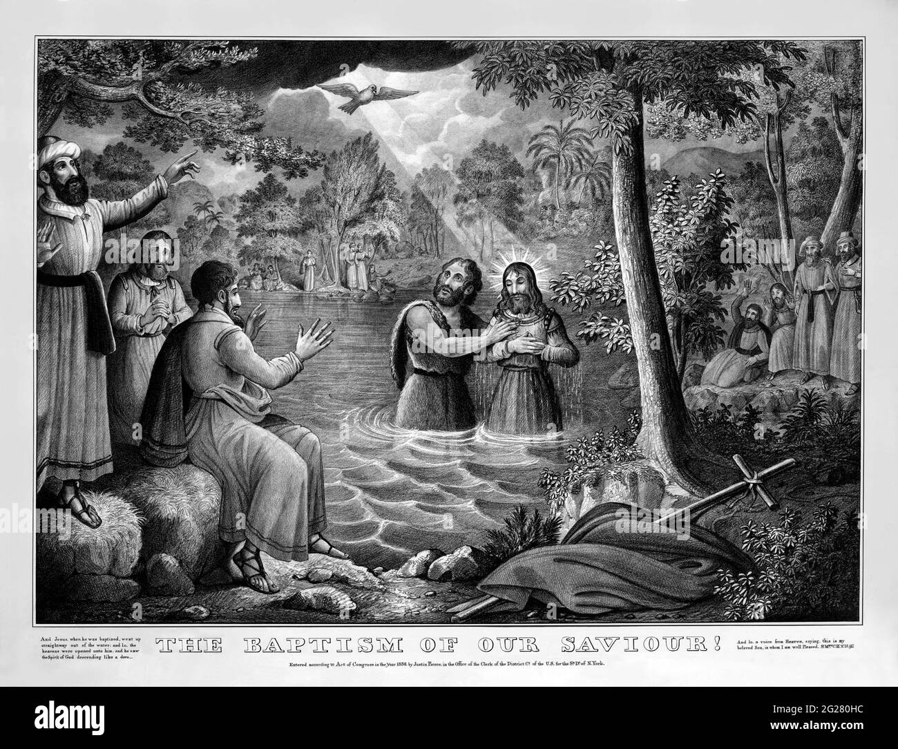 Le baptême de notre sauveur, Jésus-Christ. Banque D'Images