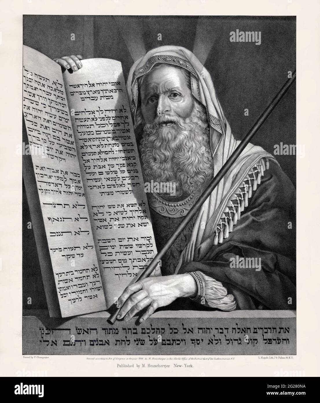 Moïse avec les Dix Commandements. Banque D'Images