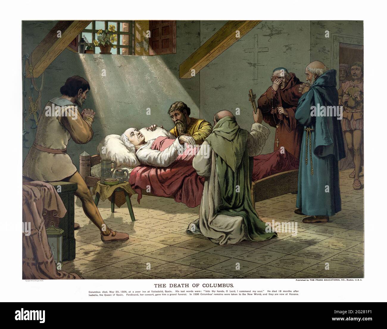 Christophe Colomb sur son lit de mort, le 20 mai 1506. Banque D'Images