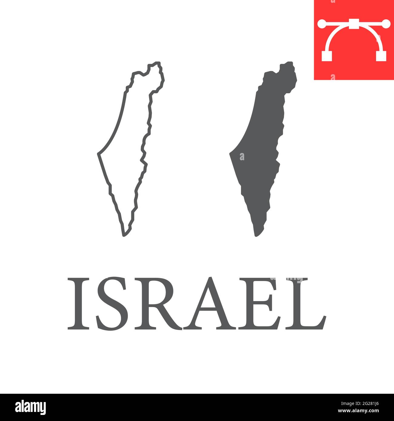 Carte de la ligne d'Israël et de l'icône de glyphe Illustration de Vecteur