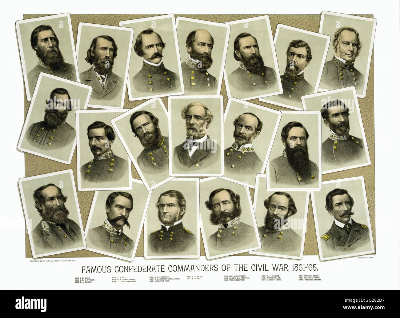 Les célèbres commandants confédérés de la guerre civile, 1861-1865. Banque D'Images