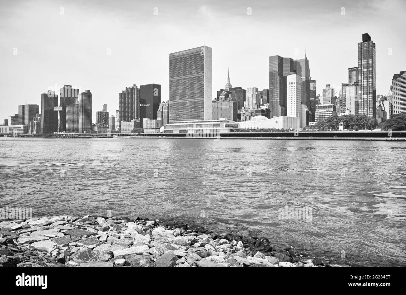 Manhattan vu de la Roosevelt Island, New York City, USA. Banque D'Images