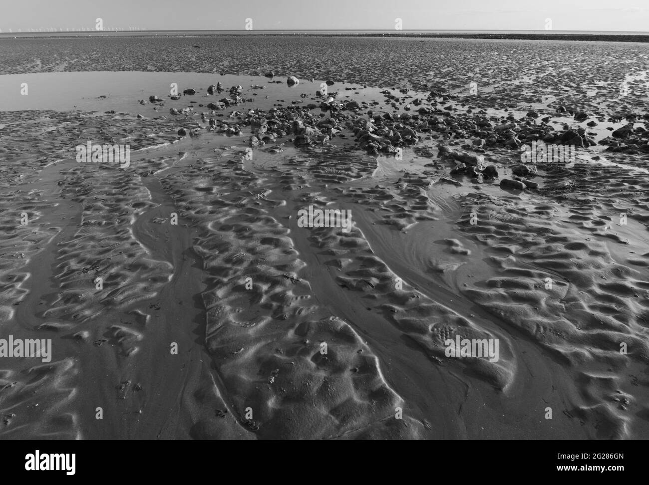 Motifs dans le sable, Worthing Beach, Sussex, Royaume-Uni Banque D'Images