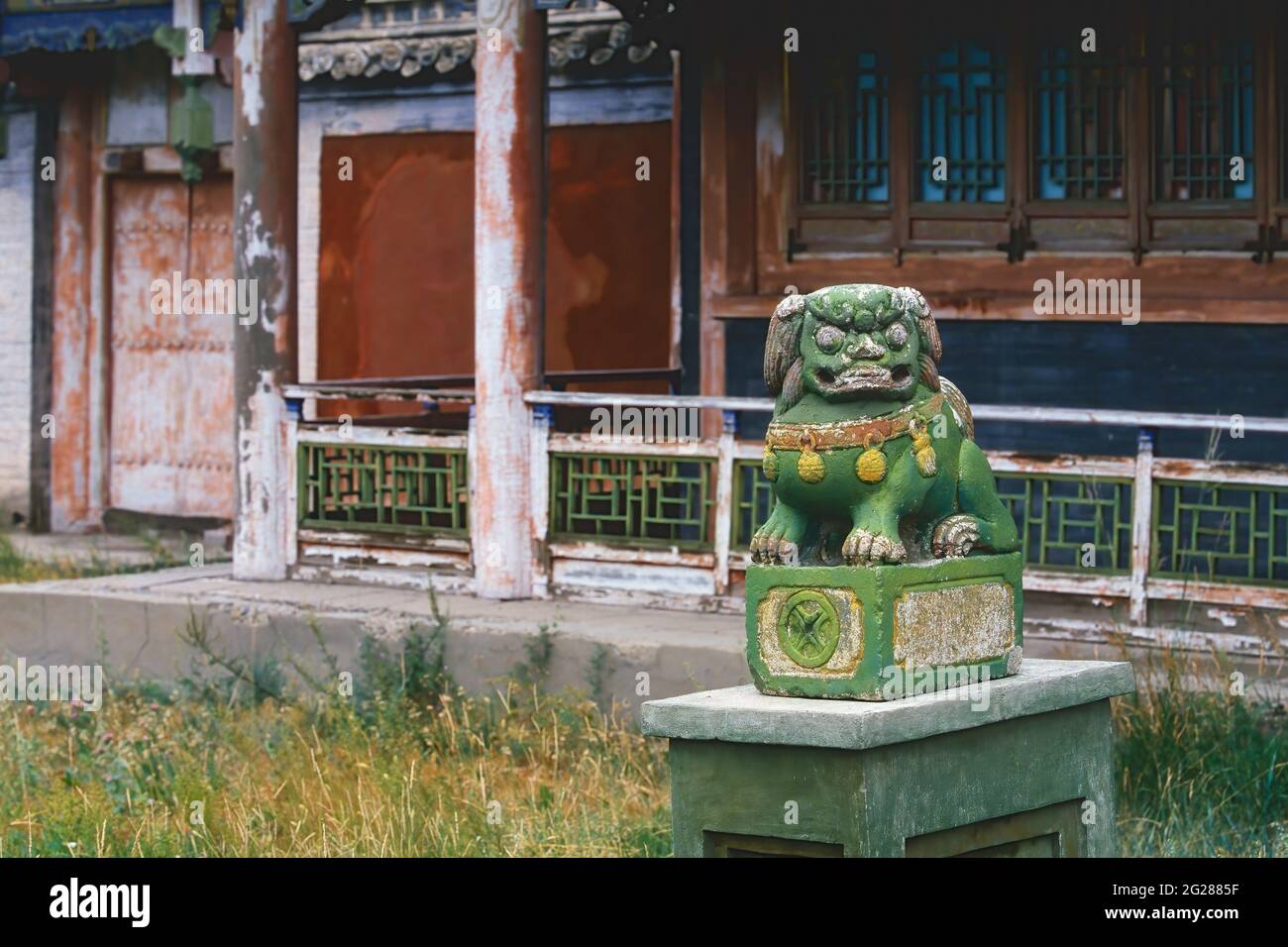 Statue bouddhiste représentant un dragon, palais d'hiver de Bogd Khan, Oulan-Bator, Mongolie Banque D'Images