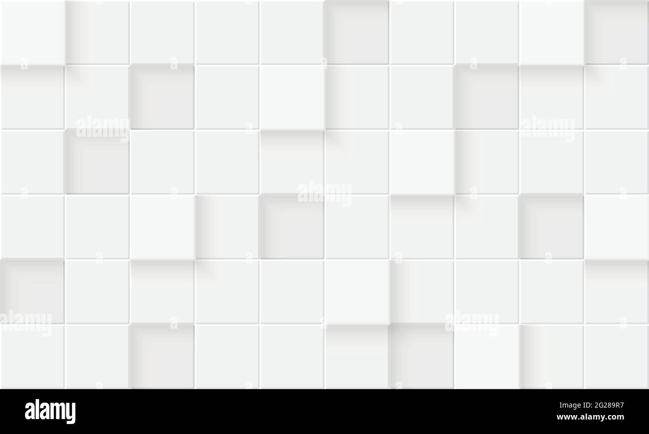 motif cubes 3d sans couture. Fond de carreaux de céramique blanc. Mosaïque carrée abstraite. Illustration de Vecteur