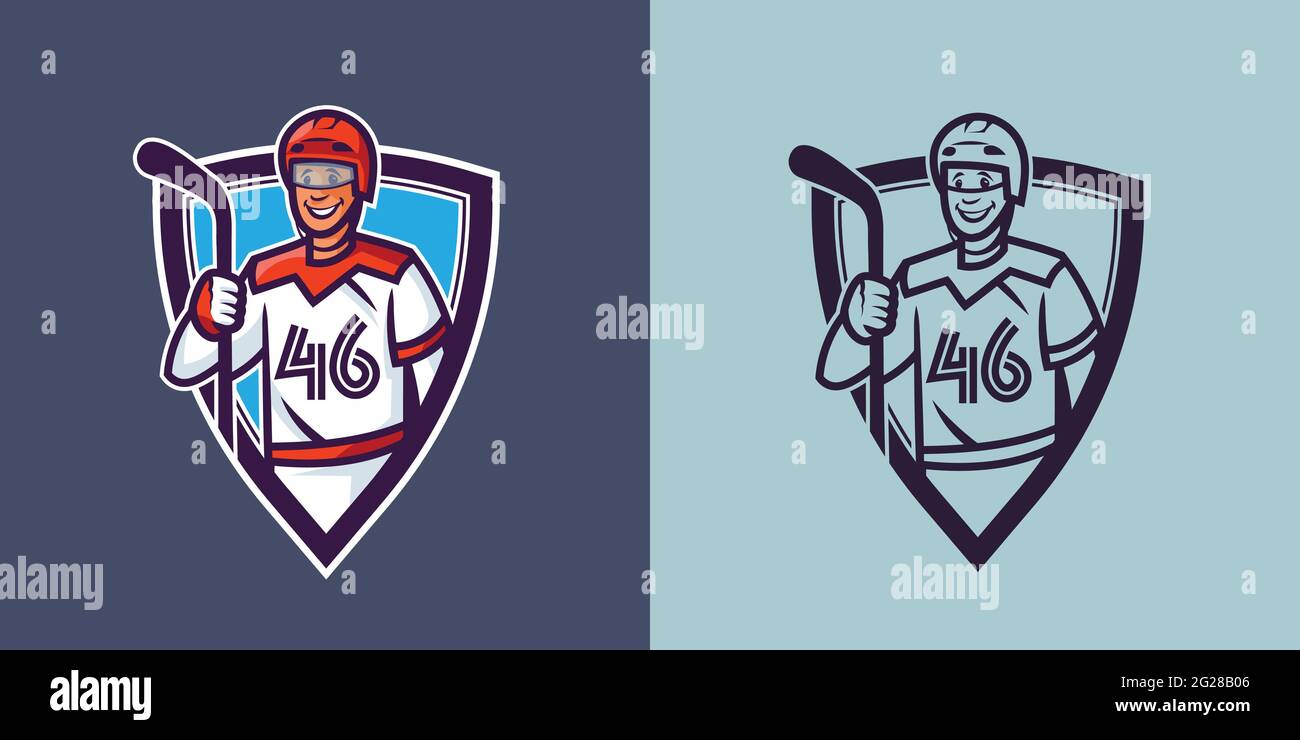 Joueur de hockey tenant le bâton dans différents styles. Art. Concept sport Illustration de Vecteur