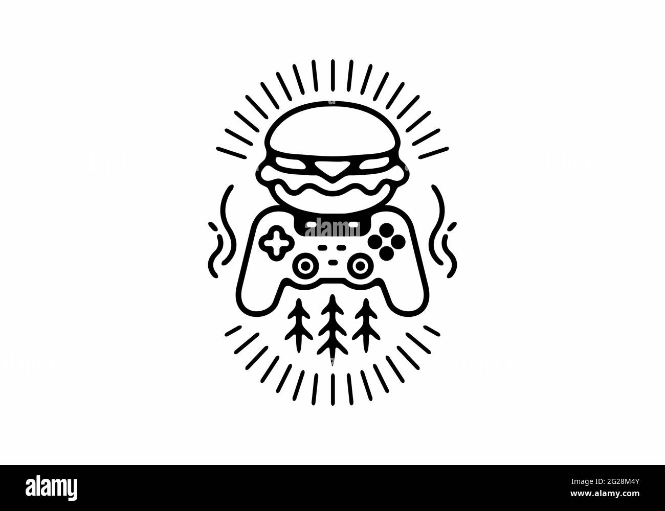 Badge art de la gamme de hamburgers pour jeux Illustration de Vecteur