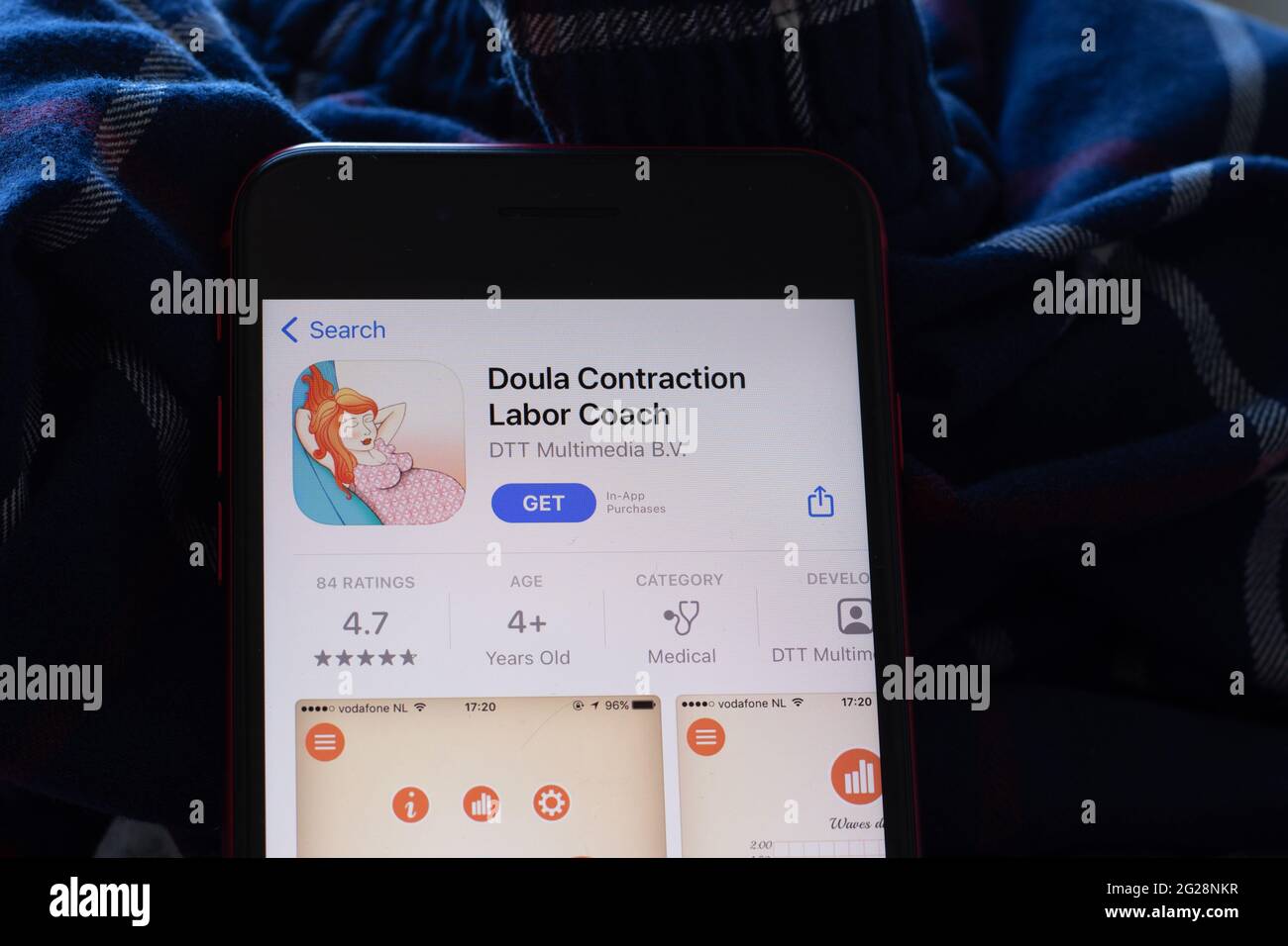 New York, Etats-Unis - 1er juin 2021 : doula contraction logo de l'application mobile Labor Coach sur l'écran du téléphone, icône en gros plan, Editorial Banque D'Images