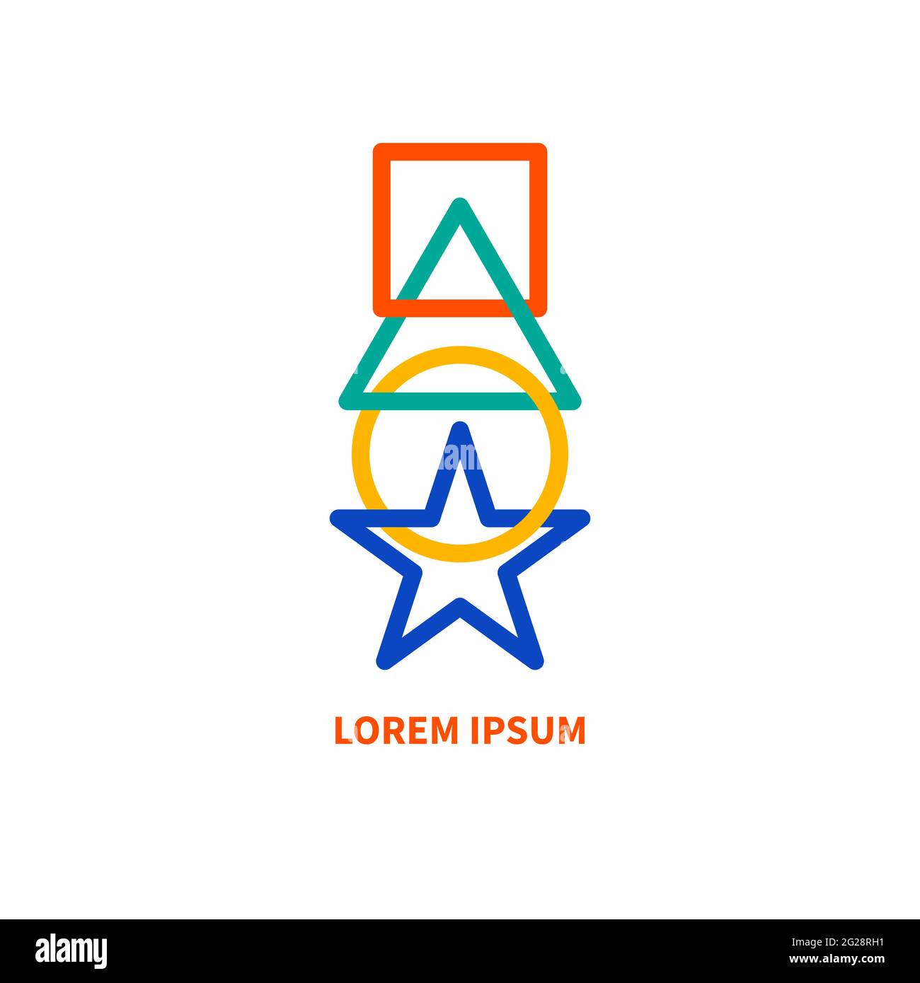 Formes géométriques connectées les unes aux autres. Carré, cercle, triangle, étoile connectés. Logo d'entreprise. Icône de lien abstrait. Illustration de Vecteur