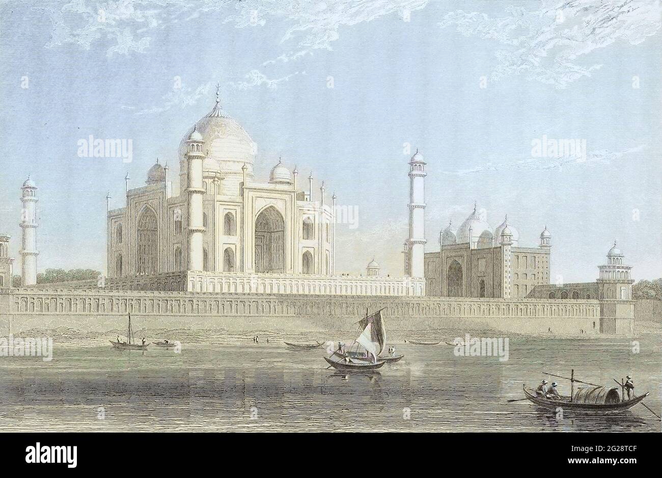 Machine colorisée (ai) le Taje Mah'l [le Taj Mahal] à Agra du livre ' The Oriental Annual, or, Scenes in India ' du Rév. Hobart Caunter publié par Edward Bull, Londres 1834 gravures de dessins de William Daniell Banque D'Images