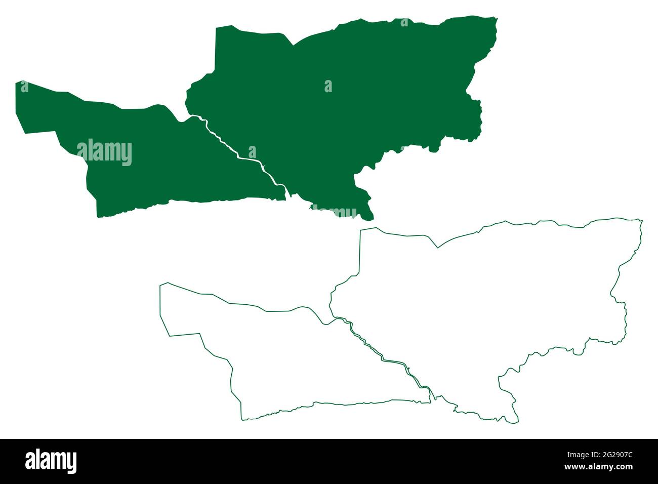 District de Khasi Hills du Sud-Ouest (État de Meghalaya, République de l'Inde) carte illustration vectorielle, croquis de gribouillage carte des Khasi Hills du Sud-Ouest Illustration de Vecteur